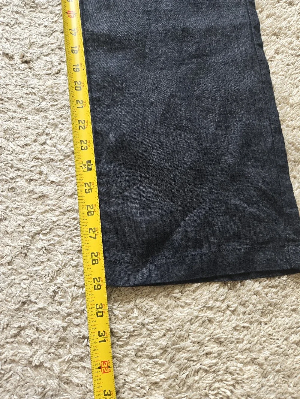 Quince European Linen Trousers Mens 34×30 Black Straight